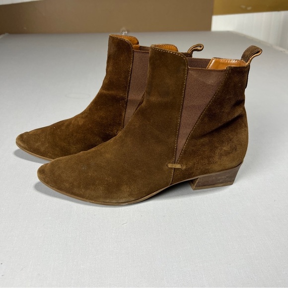 AQUATALIA-Fausta-Cognac Women’s Brown Suede-Slip-On Ankle Bootie-Sz 8 - Picture 1 of 10